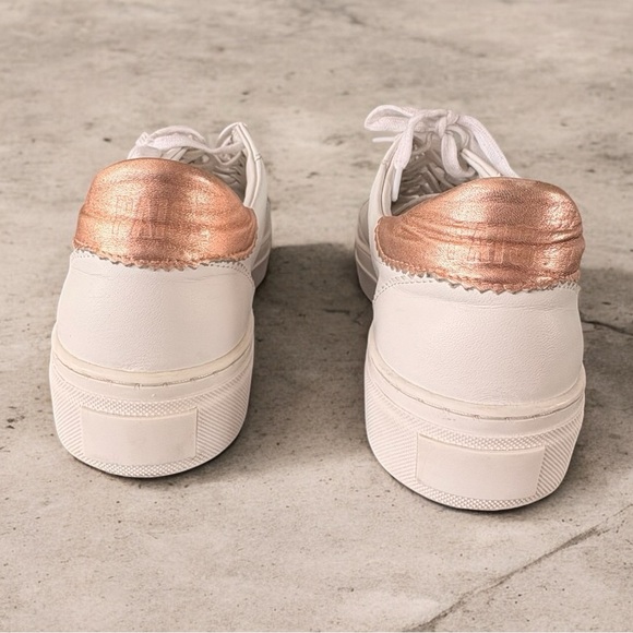 PAIGE White and Rose Gold Leather Platform Sneakers size 11 (run small) - Picture 2 of 16